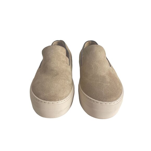 Frame Denim Le Ren Tan Suede Platform Slip On Womens Shoes 37.5/US 7 WORN ONCE - Picture 2 of 10